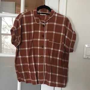 Madewell Flannel Short Sleeve Popover Top
